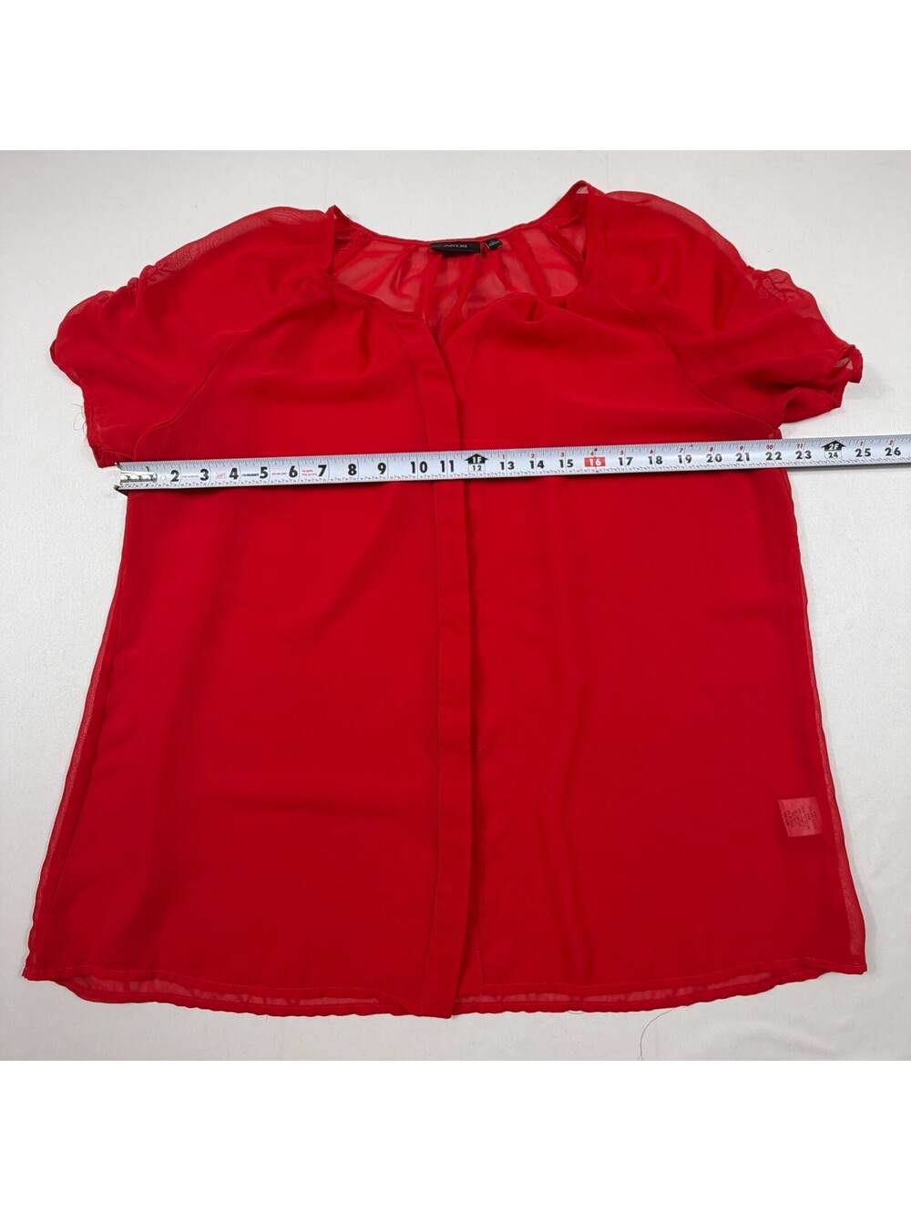 APT. 9 Red Sheer Button-Up Blouse XL - Picture 8 of 8